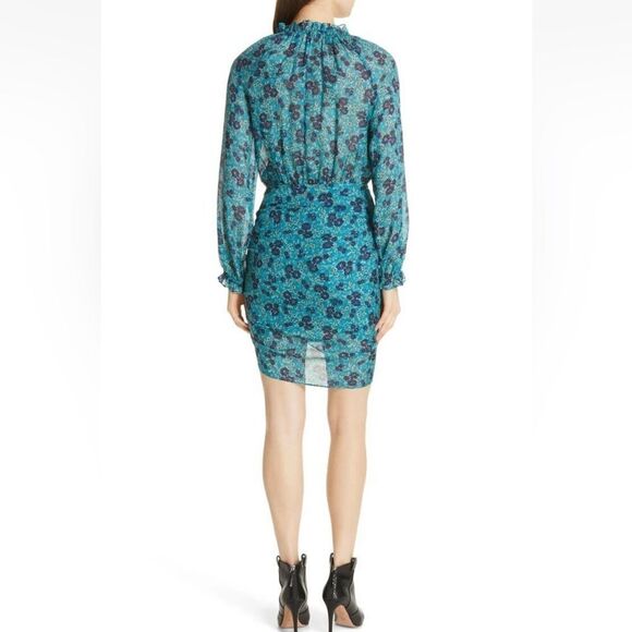 Veronica Beard Becky Floral-Print Silk Blue Shirtdress Dress Size 10 NEW - Picture 4 of 13